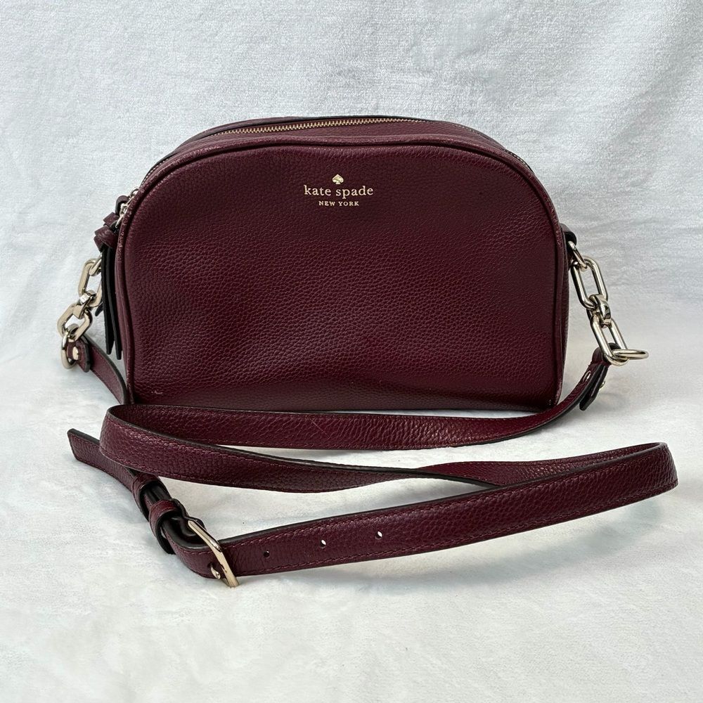 Kate Spade Mulberry Street Pyper Camera Bag Crossbody Burgundy Leather